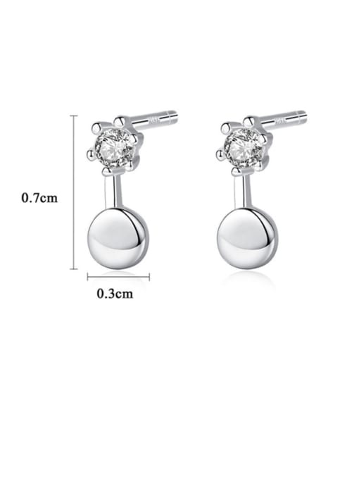 CCUI 925 Sterling Silver With Cubic Zirconia Cute Round Stud Earrings 4