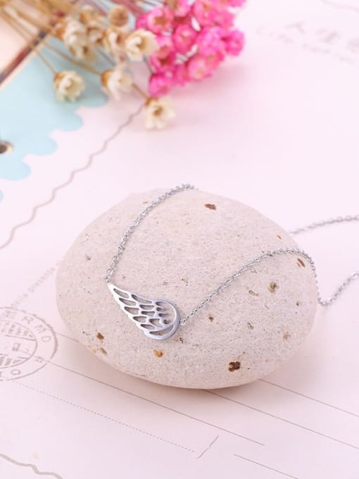 Steel Color Angel Wings Stainless Steel Necklace