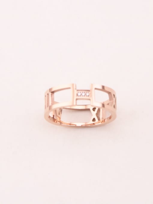 GROSE Personality Rome Letter Hollow Simple Ring 0