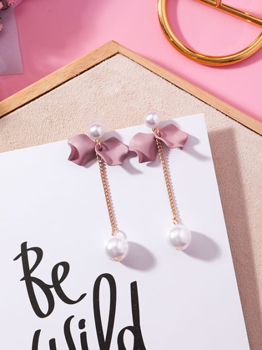 K1207 Pearl Flower tassels Alloy With Gold Plated Romantic Flower Drop Earrings
