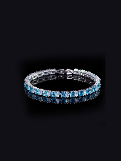 Blue 18.3Cm Luxury Fashion AAA Zircon Bracelet