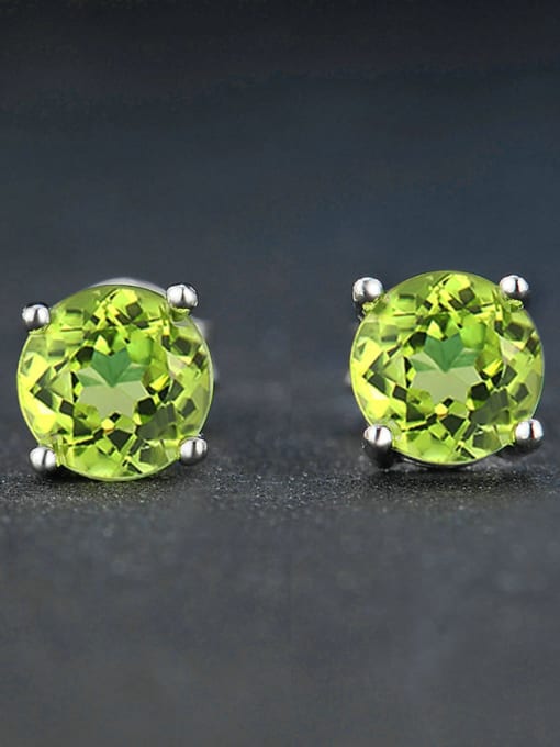 ZK Simple Style Square -shape Natural Olivine Stud Earrings 2