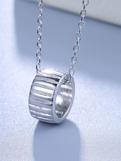 One Silver Hollow Geometric Necklace 0