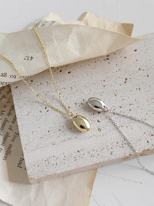 DAKA 925 Sterling Silver With Platinum Plated Simplistic Oval Necklaces