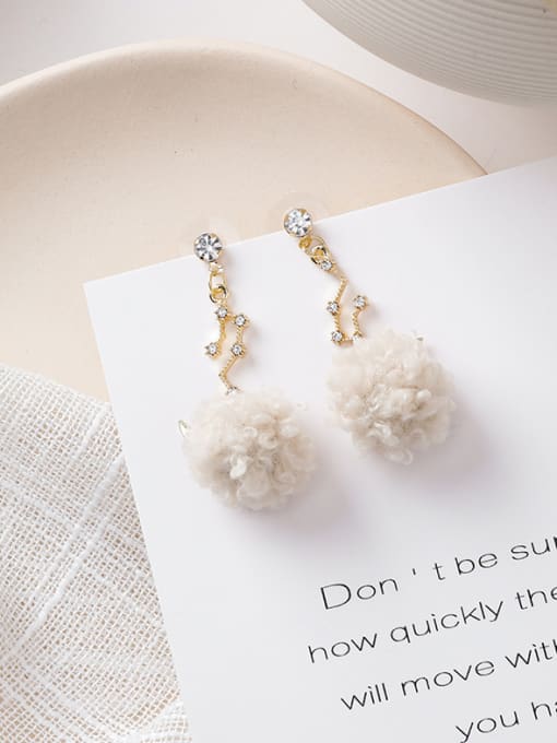 C Beige Alloy With Gold Plated Fashion Plush ball Star Drop Earrings