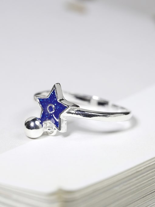 Peng Yuan Personalized Purple Star Little Bell 925 Silver Opening Ring 1