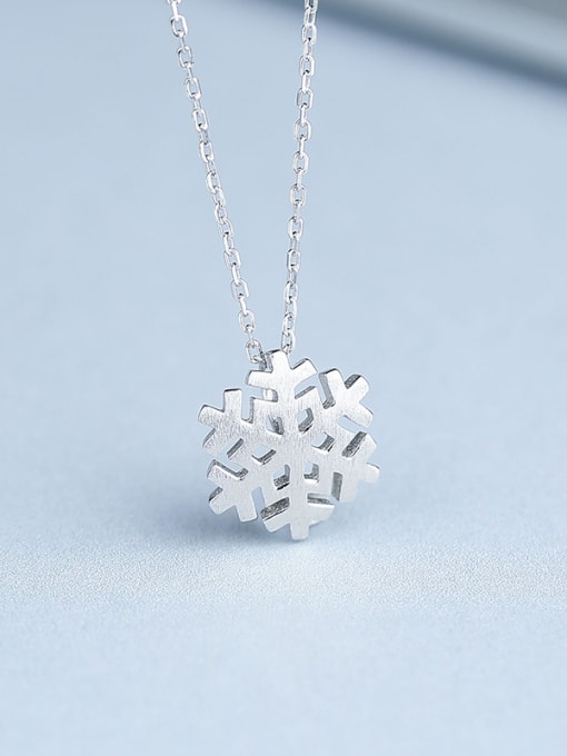 One Silver Snowflake Shaped Necklace