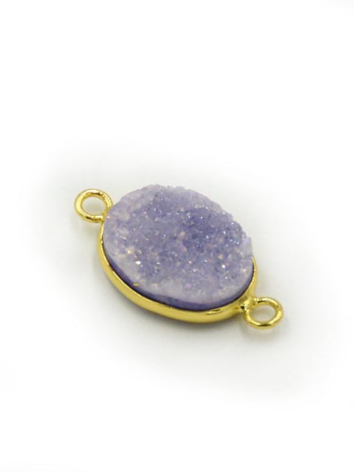 Purple Simple Geometrical Natural Crystal Gold Plated Pendant