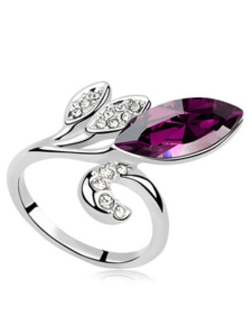Purple Fashion Marquise Cubic austrian Crystals Flowery Alloy Ring