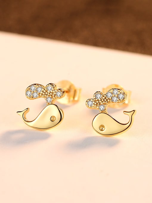 CCUI 925 Sterling Silver With Cubic Zirconia  Cartoon dolphin Stud Earrings 3