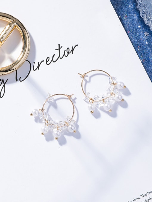 A pearl Alloy With Gold Plated Fashion Star Hoop Earrings