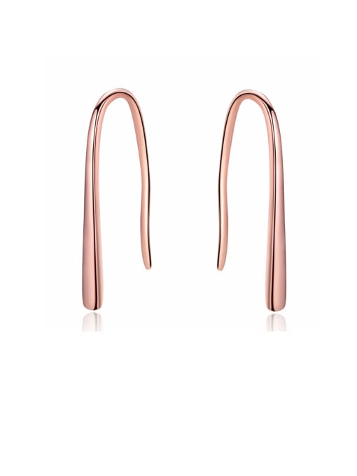 Rose gold 925 Sterling Silver With Rose Gold Plated Simplistic Line Hook Earrings