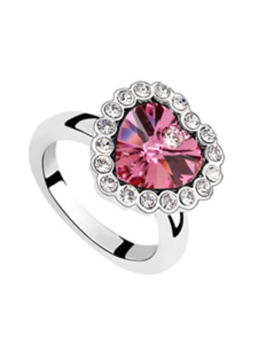 pink Fashion Heart austrian Crystals Alloy Ring