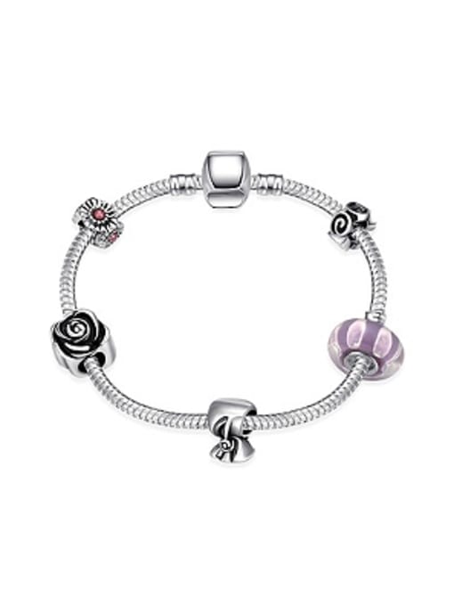 OUXI Retro Flowery Decoration Glass Beads Bracelet