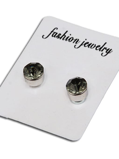 gray Stainless Steel With Silver Plated Simplistic Round Stud Earrings