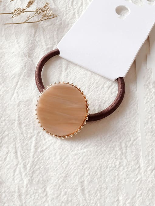 Round Khaki Rubber Band With Cellulose Acetate Fashion  Geometry Hair Ropes