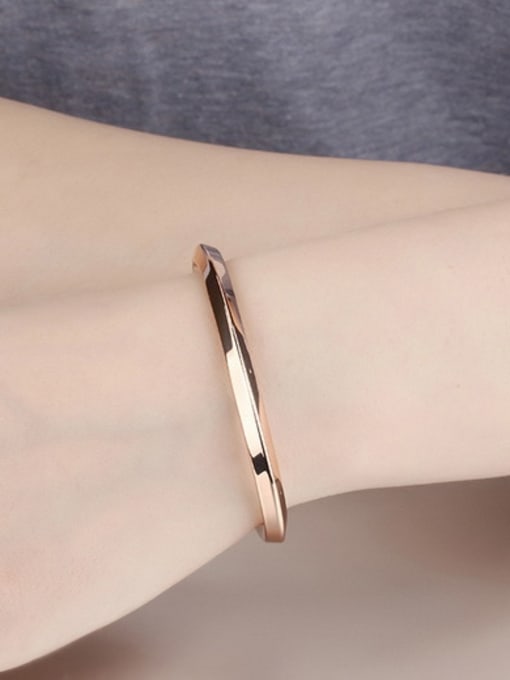 Open Sky Simple Titanium Plating Opening Lovers Bangle 1