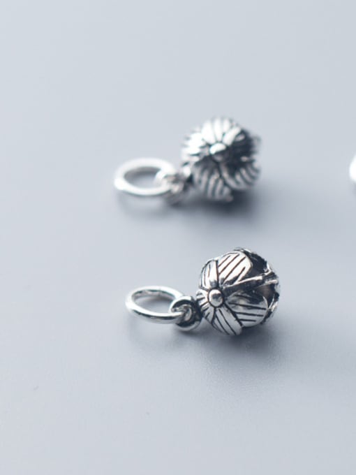 FAN 925 Sterling Silver With Antique Silver Plated Vintage  Hollow Flower Charms 3