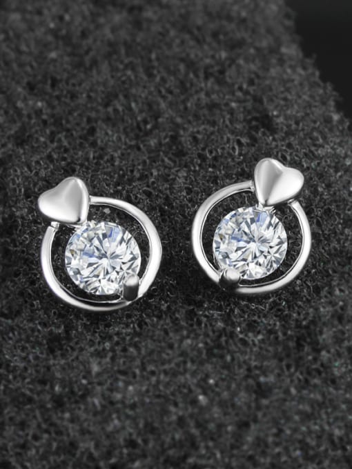 SANTIAGO Little 925 Sterling Silver Cubic Zircon Stud Earrings 0