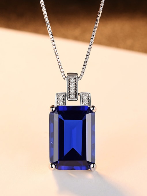 Blue Sterling Silver Green Blue Pendant Natural Gemstone Necklace