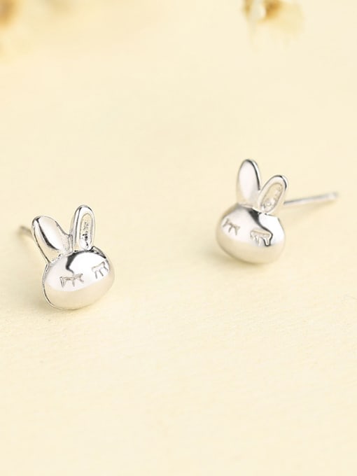 One Silver 925 Silver Rabbit Shaped stud Earring 2