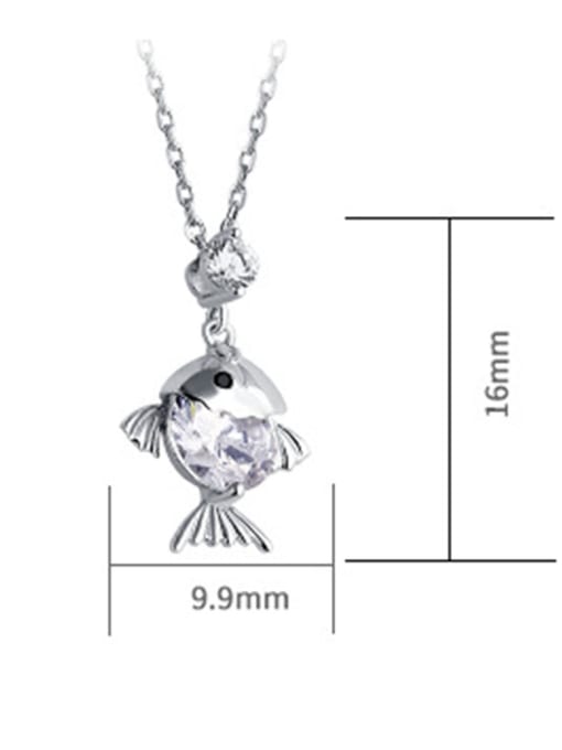Dan 925 Sterling Silver With  Cubic Zirconia Personality goldfish Necklaces 3
