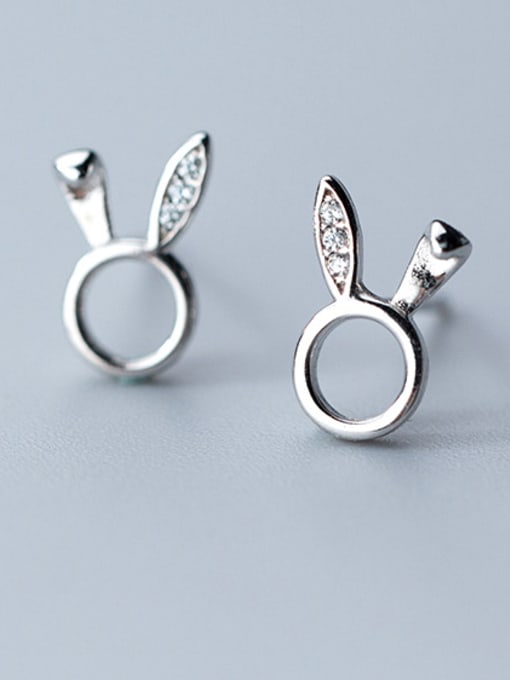 Silver Sterling Silver cute rabbit ear studs