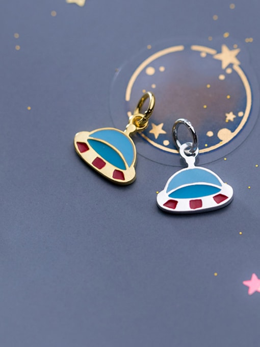 FAN 925 Sterling Silver With Gold Plated Simplistic Irregular Spaceship Pendants 2