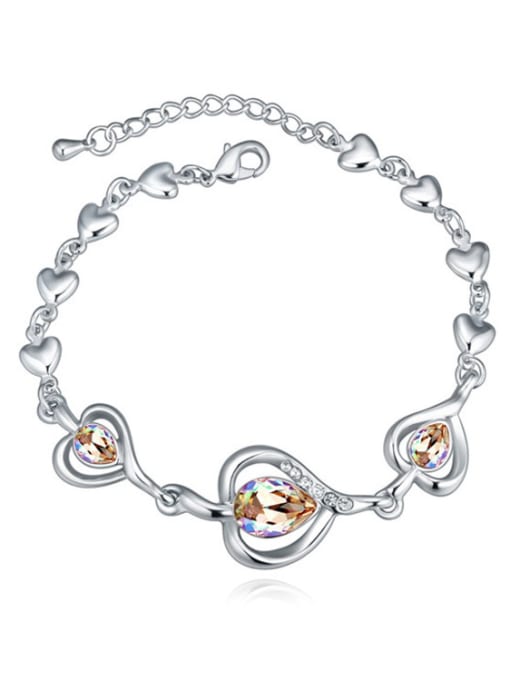 QIANZI Exquisite Water Drop austrian Crystals  Heart Alloy Bracelet 1