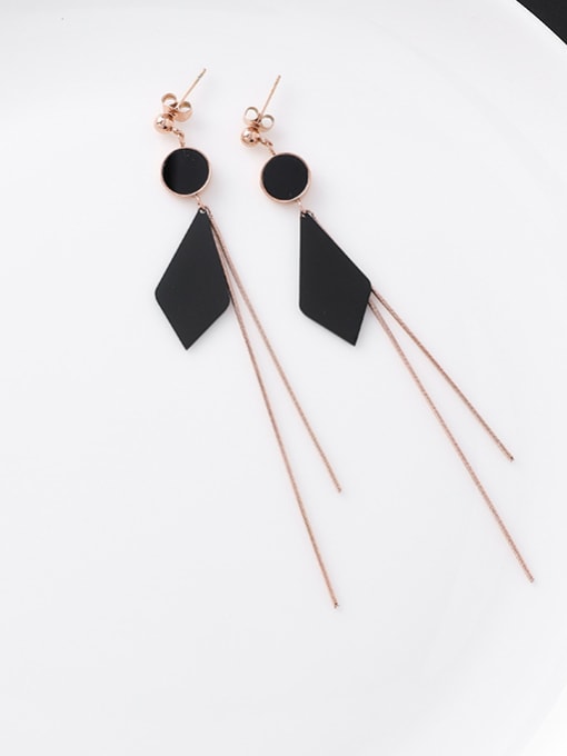 9#11367 Stainless Steel With Rose Gold Plated Fashion Geometric  Tassels Drop Earrings