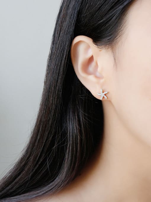 DAKA Sterling silver minimalist micro-inlay zricon starfish earrings 1