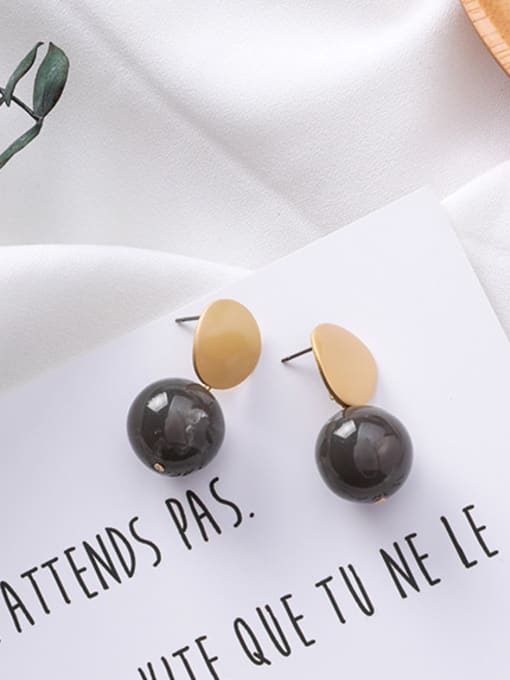 C grey Alloy With 18k Gold Plated Trendy Round Stud Earrings
