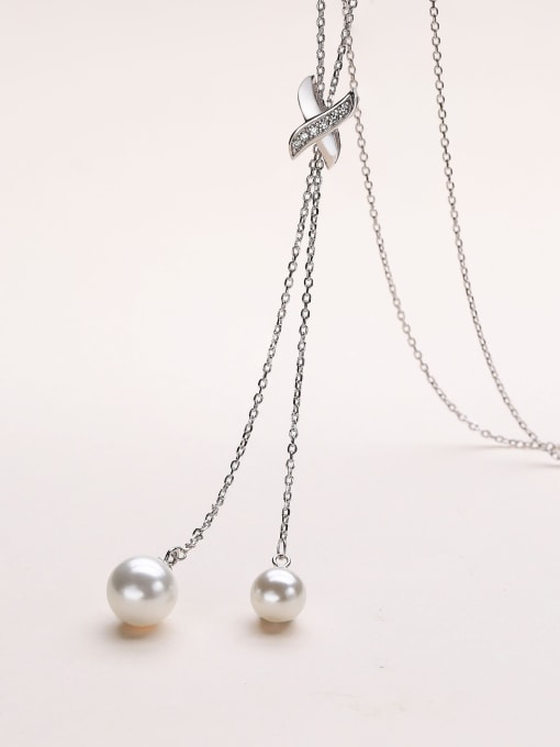 One Silver 2018 S925 Silver Pearl Necklace 2