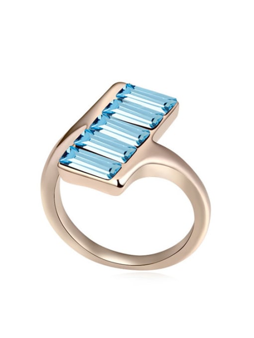 blue Personalized Rectangular austrian Crystals Stack Alloy Ring