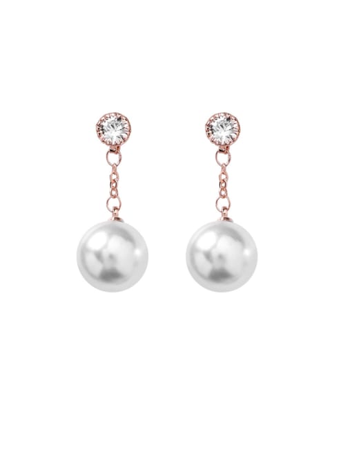 Girlhood Alloy With Rose Gold Plated Simplistic Round Drop Earrings 0