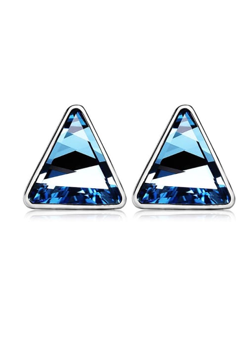 Platinum Blue 18K White Gold Austria Crystal Triangle Shaped stud Earring