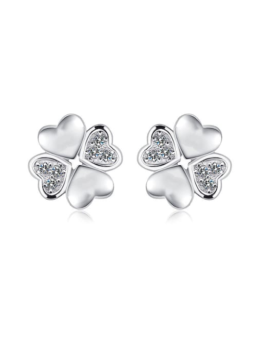 White 925 Sterling Silver Flower-shaped AAA Zircon stud Earring