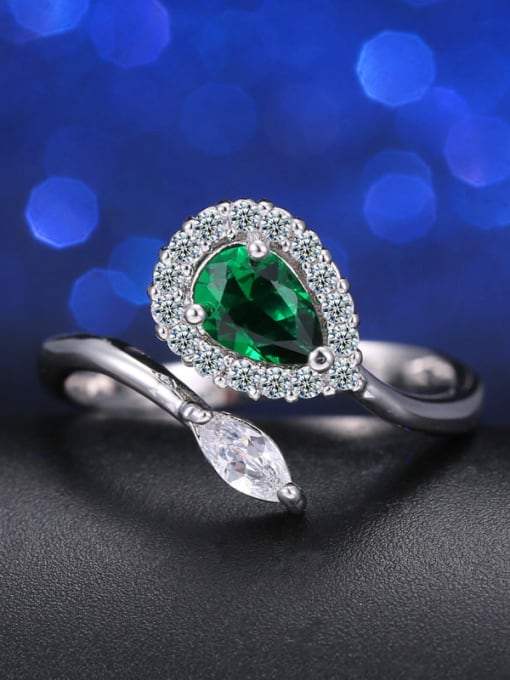 green 8# 2018 Color Zircon Opening Cocktail Ring