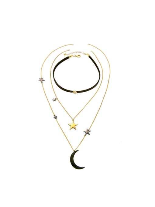 KM Fashion Multi layer Stars Moon Alloy Necklace