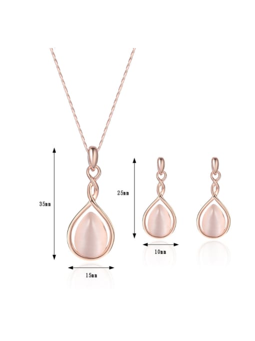 BESTIE 2018 Alloy Rose Gold Plated Fashion Artificial Stones Water Drop shaped Two Pieces Jewelry Set 3