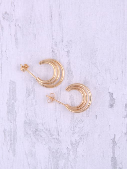 GROSE Titanium With Gold Plated Simplistic Multiple rings Stud Earrings 3