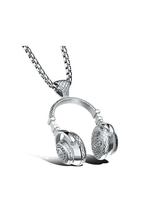 titanium Personalized Little Earphones Titanium Men Necklace