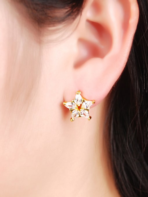 Yi Heng Da Women Shimmering Star Shaped Rhinestone Stud Earrings 1