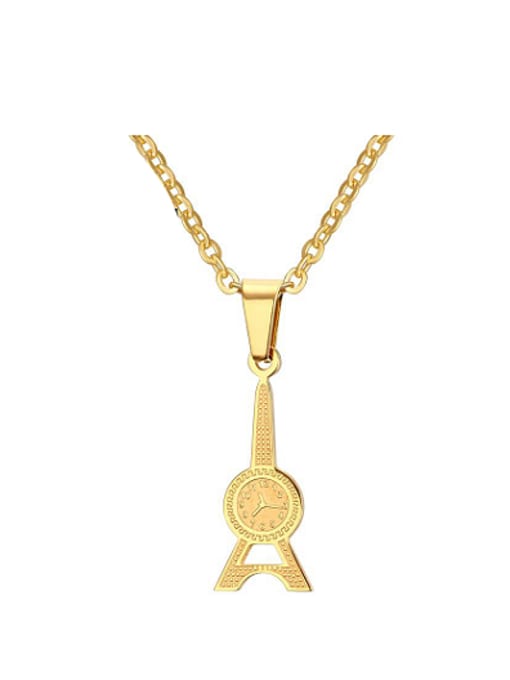 CONG Temperament Gold Plated Clock Shaped Stainless Steel Pendant 0