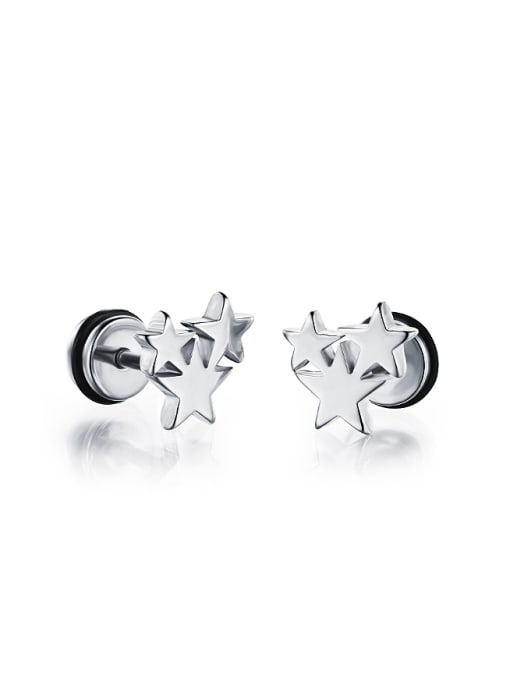 white Fashion Five-pointed Stars Titanium Stud Earrings