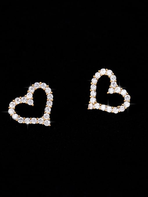 Mo Hai Copper With Cubic Zirconia Simplistic Heart Stud Earrings 0