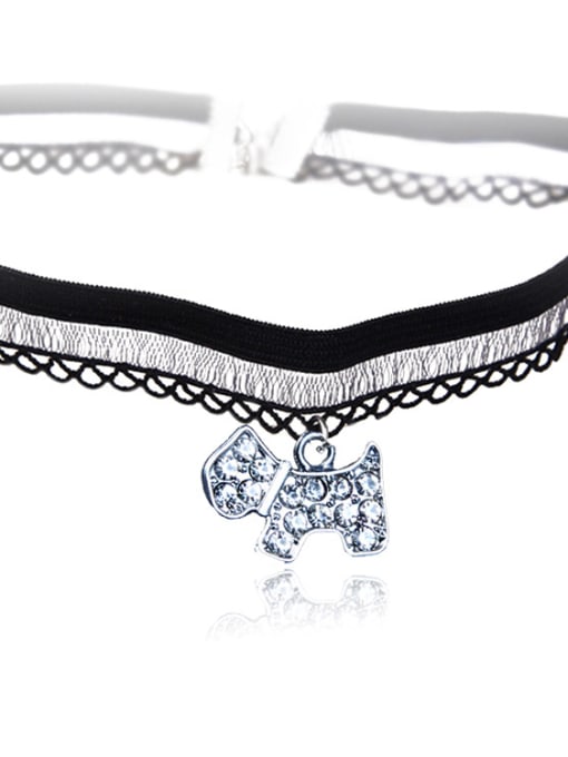 X262 White Dog Stainless Steel With Fashion Animal/flower/ball Lace choker Necklaces