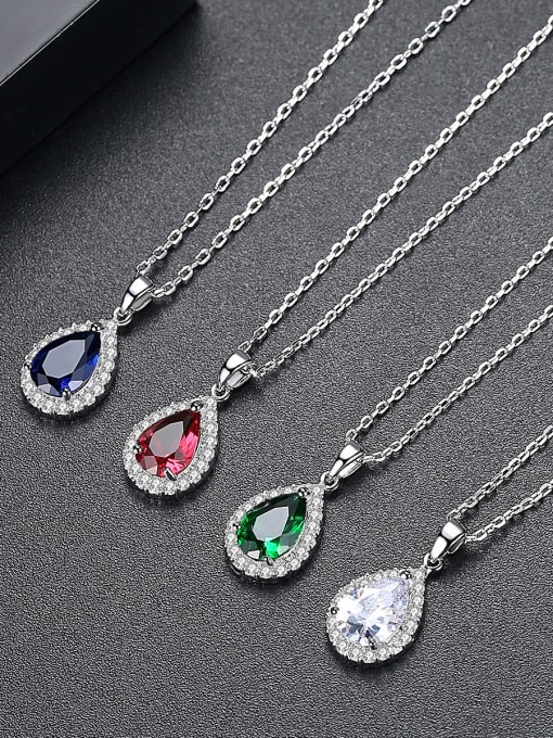 BLING SU Copper inlay AAA zircon semi-precious stone pendant necklace