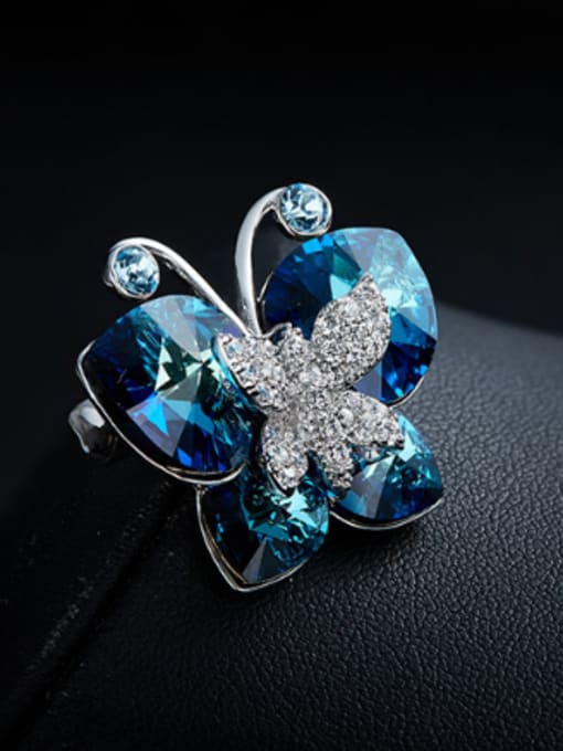 CEIDAI Fashion Butterfly Blue austrian Crystals Brooch 2