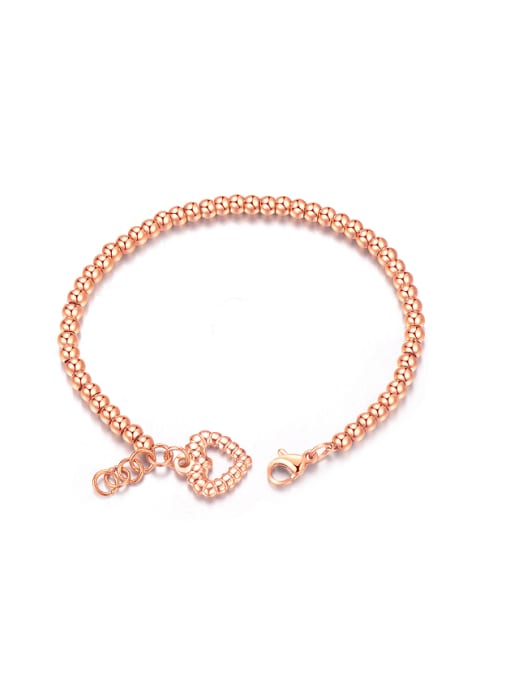Rose Gold Fashion Heart Beads Titanium Bracelet